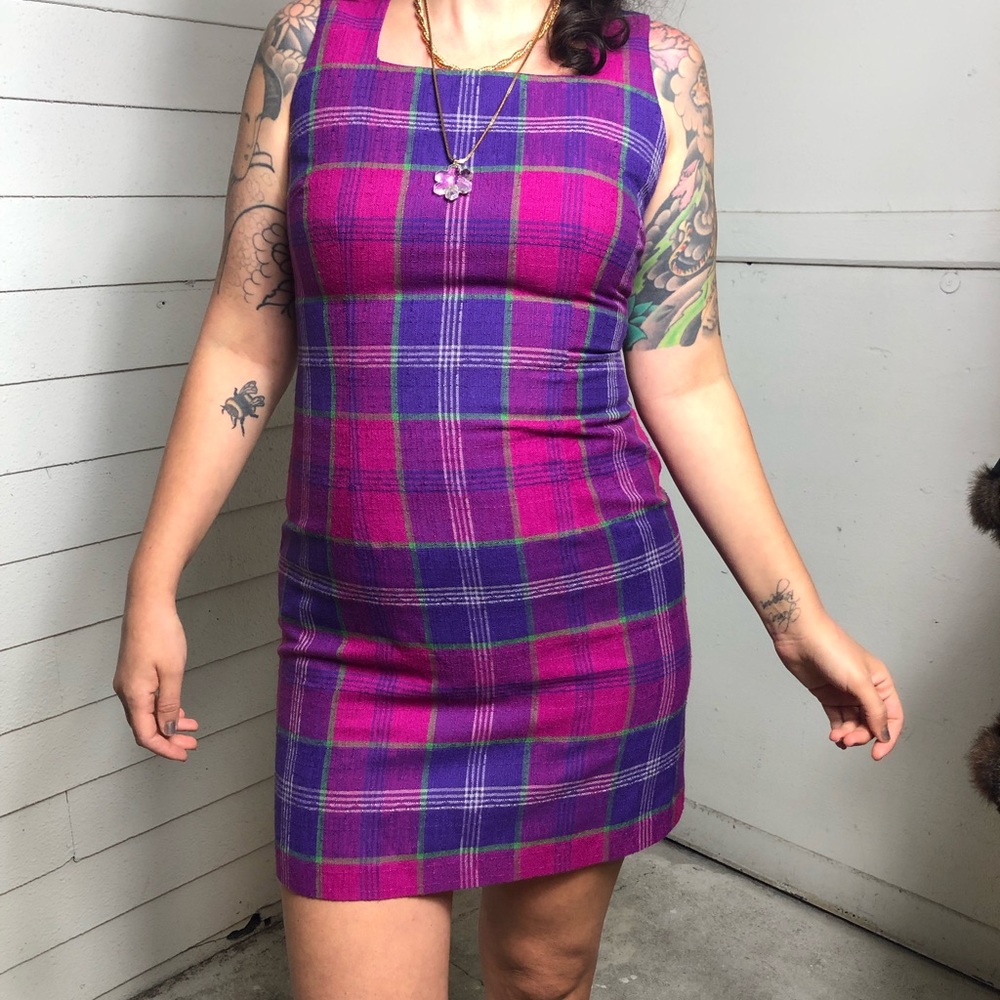 Vintage textured zip back dress